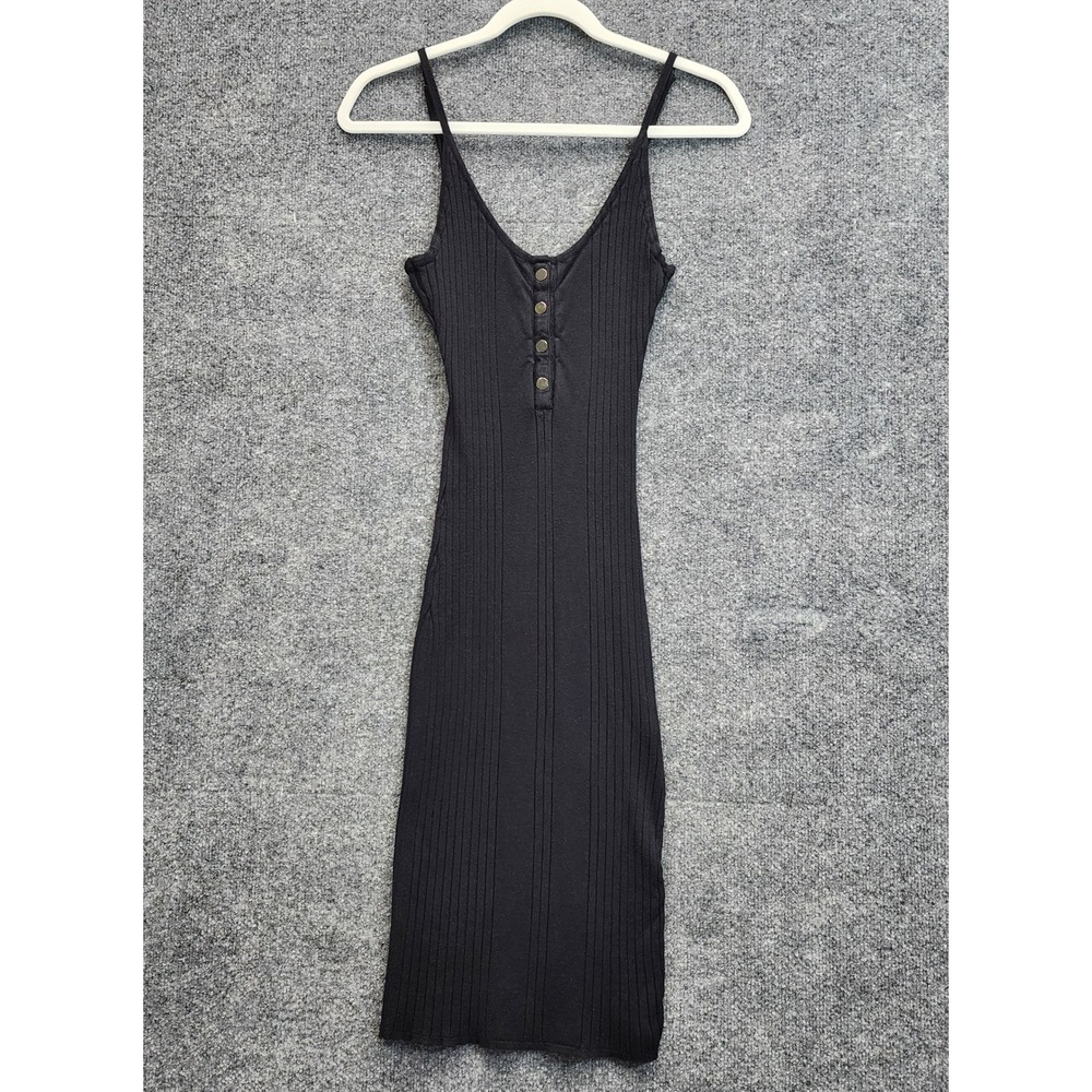 GUESS Ribbed Knit Bodycon Midi Dress Womens XL Black Sleeveless Stretch Y2K Chic - Picture 6 of 6